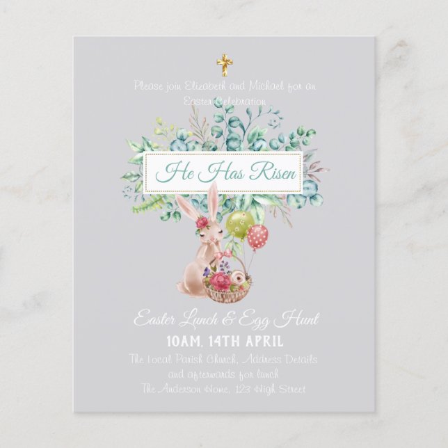 Lámina Presupuesto de invitaciones religiosas de Pascua (Anverso)