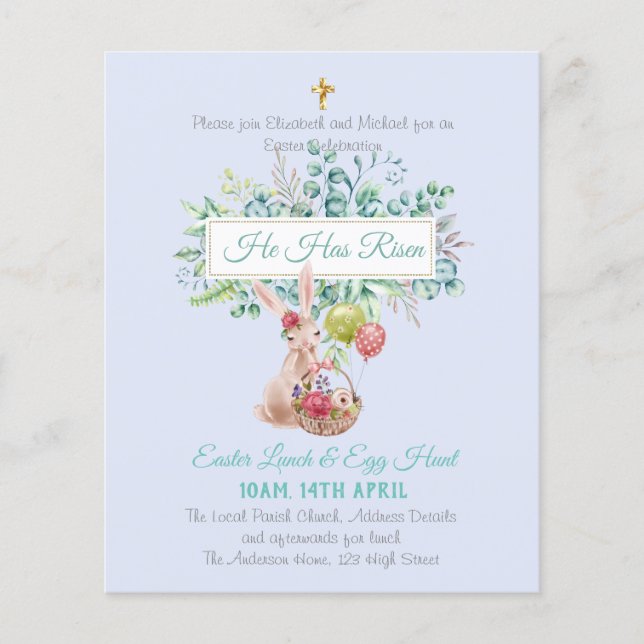 Lámina Presupuesto de invitaciones religiosas de Pascua (Anverso)