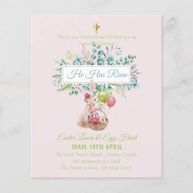 Lámina Presupuesto de invitaciones religiosas de Pascua (Anverso)