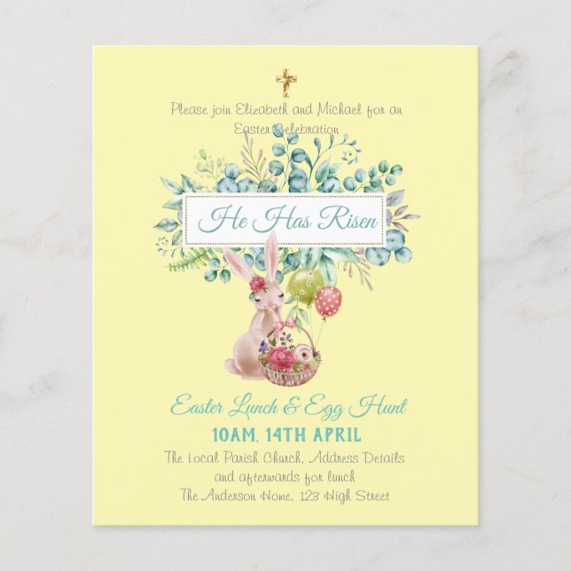 Lámina Presupuesto de invitaciones religiosas de Pascua (Anverso)