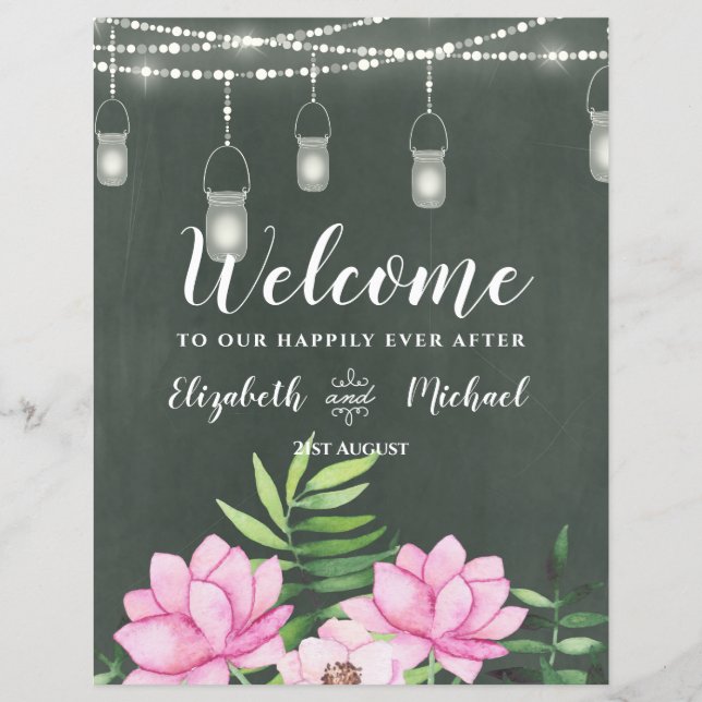 Lámina Presupuesto de letrero de boda personalizado con f (Anverso)