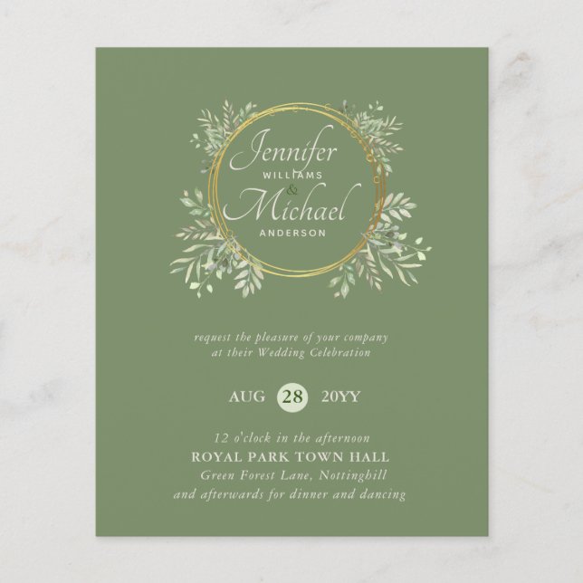 Lámina PRESUPUESTO DE Wreath Wreath Invitación a la boda  (Anverso)