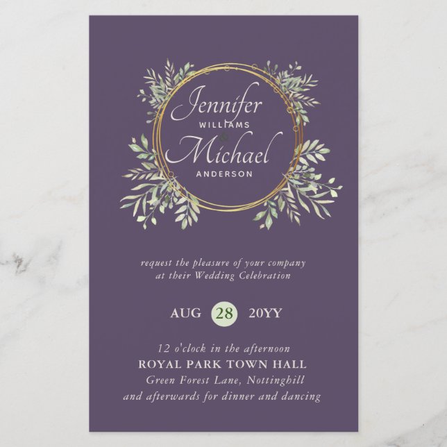 Lámina PRESUPUESTO DE Wreath Wreath Invitación a la boda  (Anverso)
