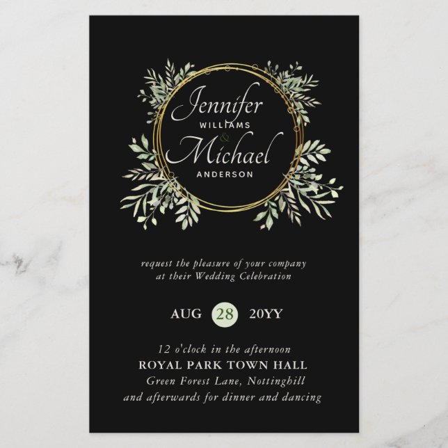 Lámina PRESUPUESTO DE Wreath Wreath Invitación a la boda  (Anverso)