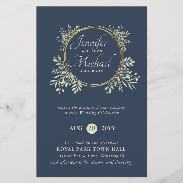 Lámina PRESUPUESTO DE Wreath Wreath Invitación a la boda  (Anverso)