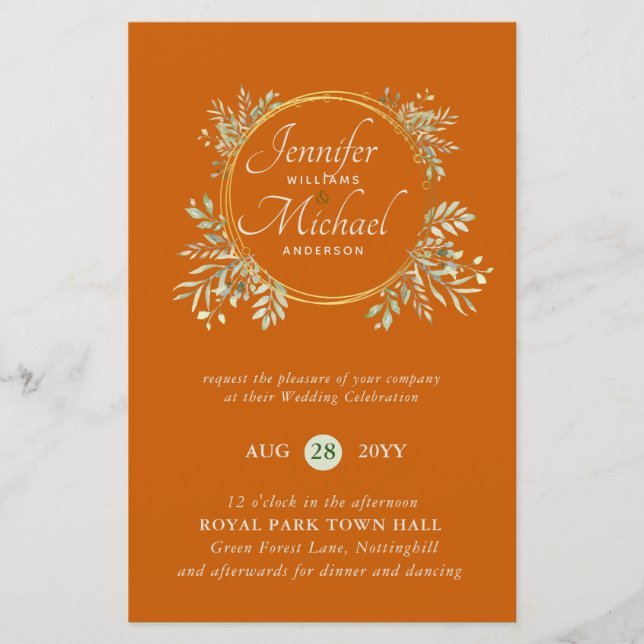 Lámina PRESUPUESTO DE Wreath Wreath Invitación a la boda  (Anverso)