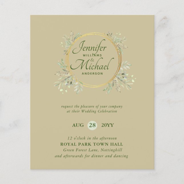 Lámina PRESUPUESTO DE Wreath Wreath Invitación a la boda  (Anverso)