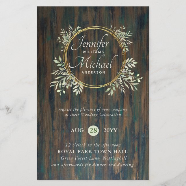Lámina PRESUPUESTO DE Wreath Wreath Invitación a la boda  (Anverso)