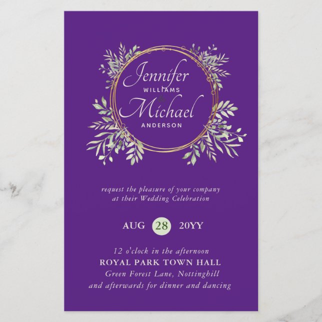 Lámina PRESUPUESTO DE Wreath Wreath Invitación a la boda  (Anverso)