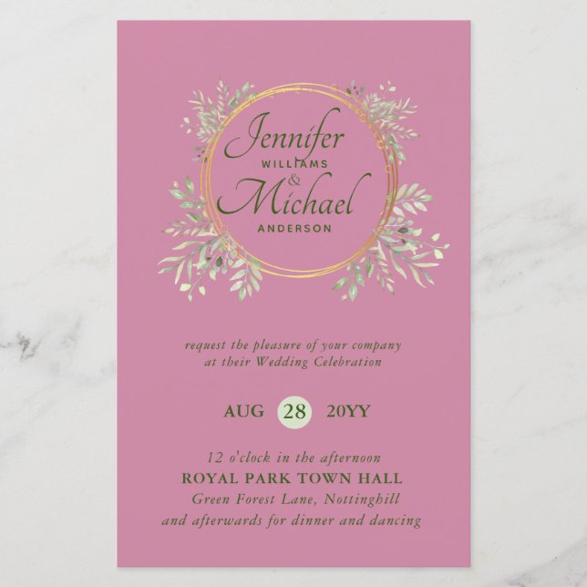 Lámina PRESUPUESTO DE Wreath Wreath Invitación a la boda  (Anverso)