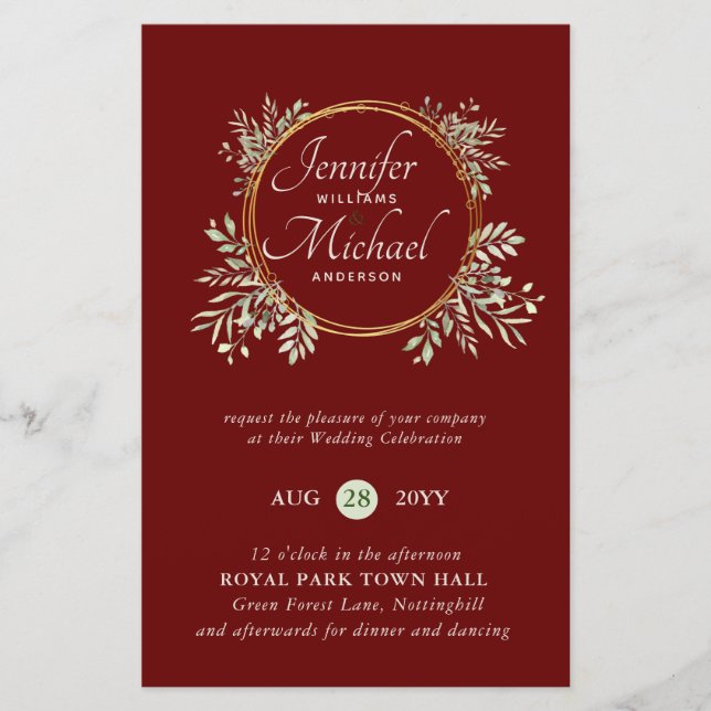 Lámina PRESUPUESTO DE Wreath Wreath Invitación a la boda  (Anverso)