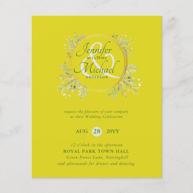 Lámina PRESUPUESTO DE Wreath Wreath Invitación a la boda  (Anverso)