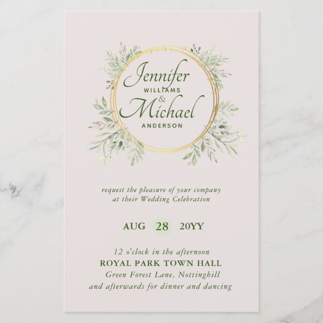 Lámina PRESUPUESTO DE Wreath Wreath Invitación a la boda  (Anverso)