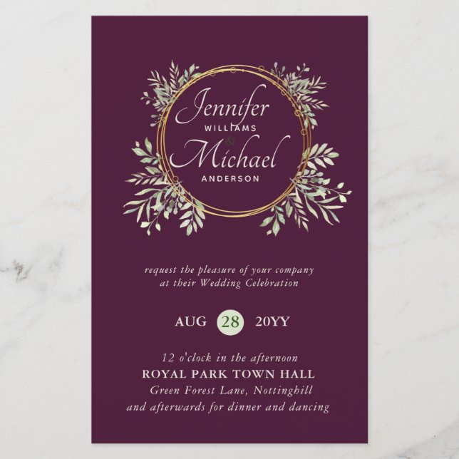 Lámina PRESUPUESTO DE Wreath Wreath Invitación a la boda  (Anverso)