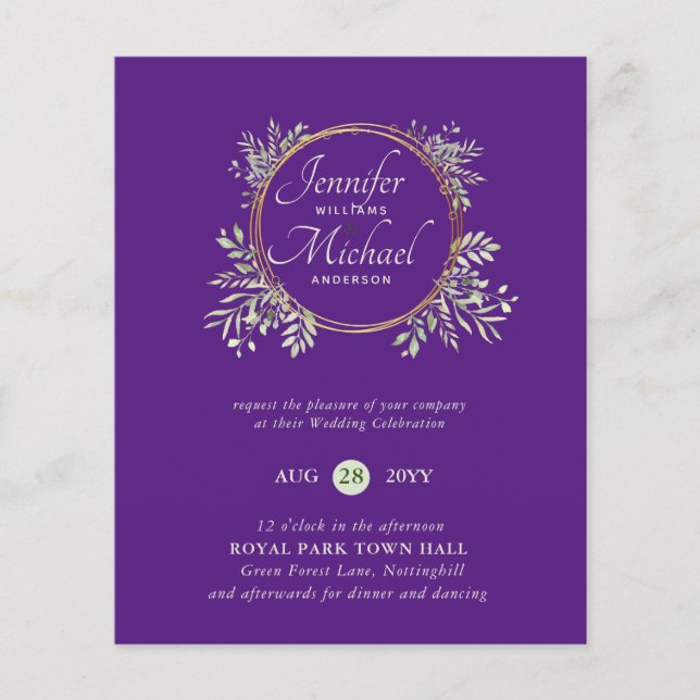 Lámina PRESUPUESTO DE Wreath Wreath Invitación a la boda  (Anverso)