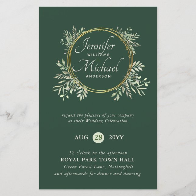 Lámina PRESUPUESTO DE Wreath Wreath Invitación a la boda  (Anverso)