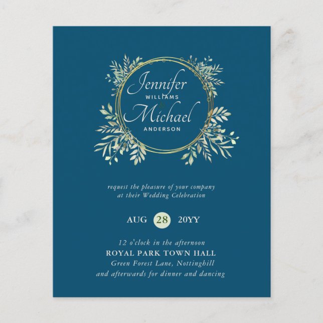 Lámina PRESUPUESTO DE Wreath Wreath Invitación a la boda  (Anverso)