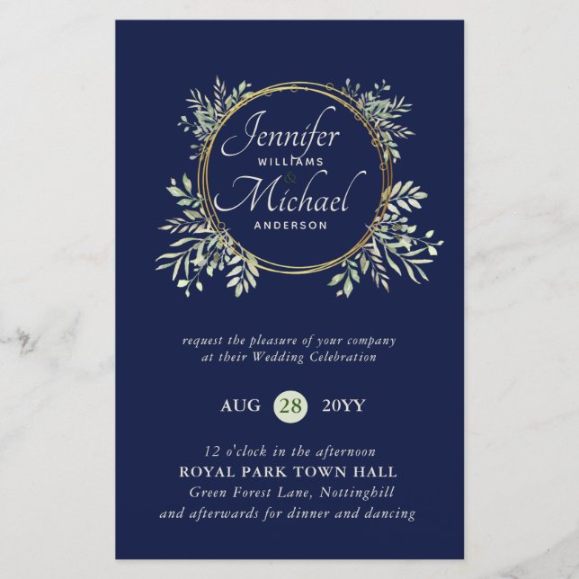 Lámina PRESUPUESTO DE Wreath Wreath Invitación a la boda  (Anverso)