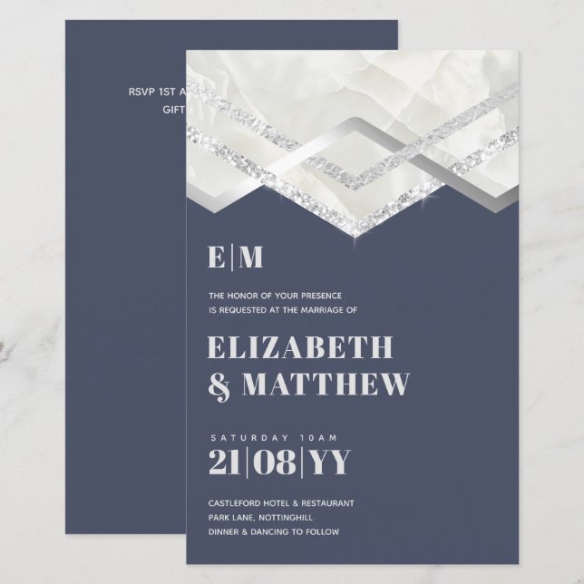 Lámina PRESUPUESTO DECO Dusty Blue Silver Boda Minimalist (Anverso / Reverso)