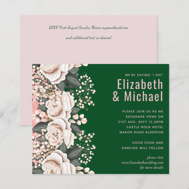 Lámina Presupuesto del Boda de Floral Verde Botánico (Anverso / Reverso)