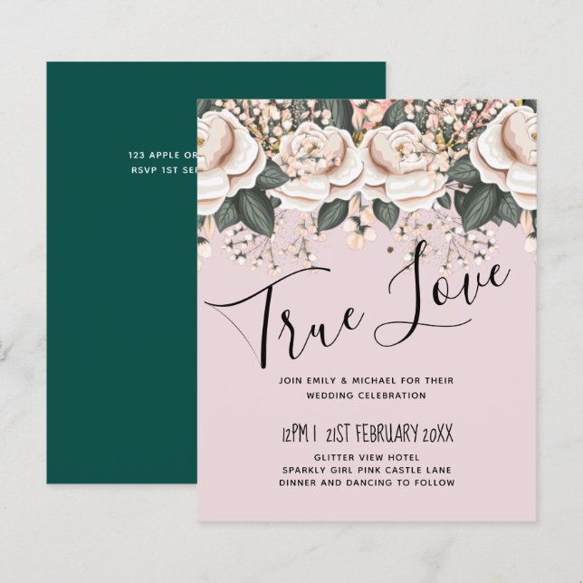 Lámina Presupuesto del Boda de salvia floral rosa de Rubo (Anverso / Reverso)