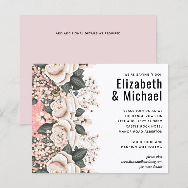 Lámina Presupuesto del Boda de salvia floral rosa de Rubo (Anverso / Reverso)