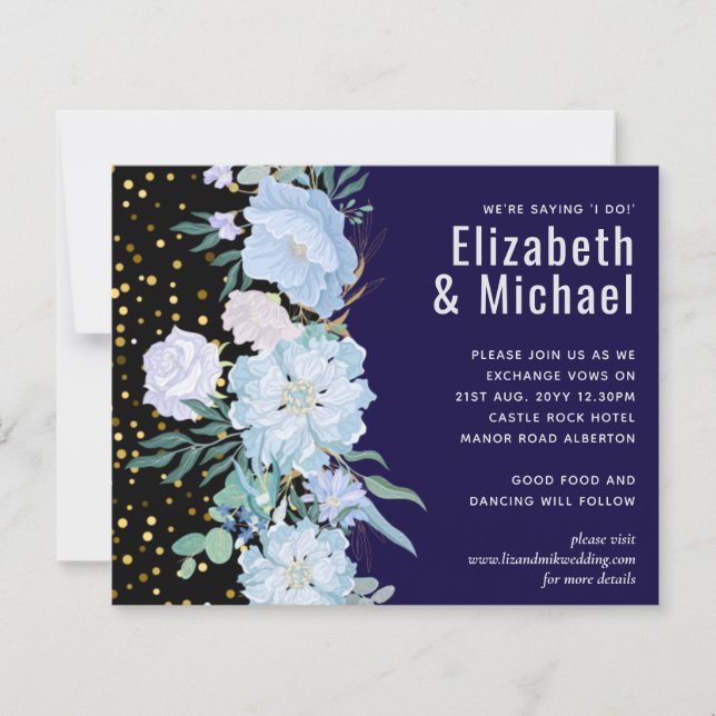 Lámina Presupuesto del Boda Floral Azul de la Marina Aqua (Anverso)