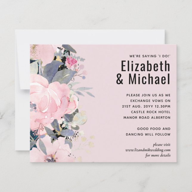 Lámina Presupuesto del Boda floral azul turbio y rosado d (Anverso)