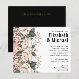 Lámina Presupuesto del Boda floral negro rosa Rubor