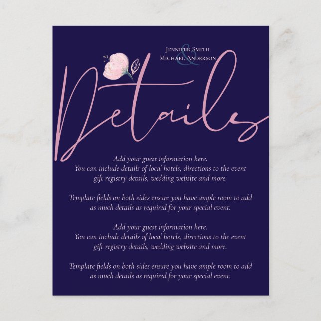 Lámina Presupuesto del Boda Rosegold Rosado de la Marina  (Anverso)