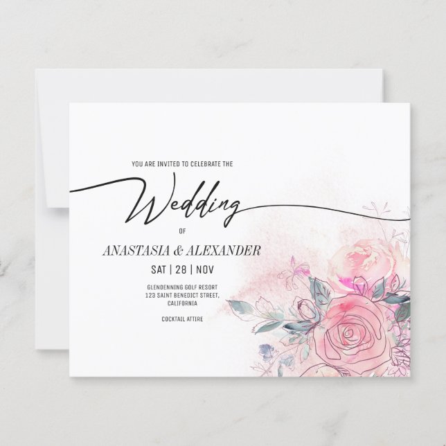 Lámina PRESUPUESTO Delicada invitación a una boda floral. (Anverso)