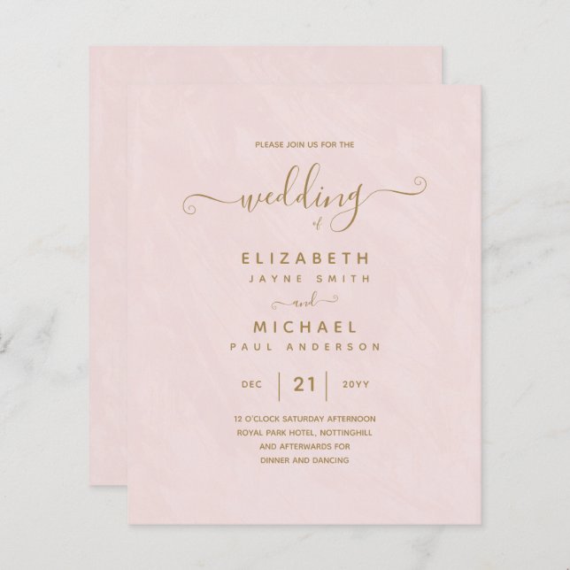 Lámina PRESUPUESTO Dorado Texto monocromo Doble cara Eleg (Anverso / Reverso)