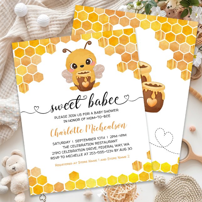 Lámina PRESUPUESTO Dulce Abeja Baby Shower Invitación neu (BUDGET Sweet Bee Baby Shower Neutral Invitation)