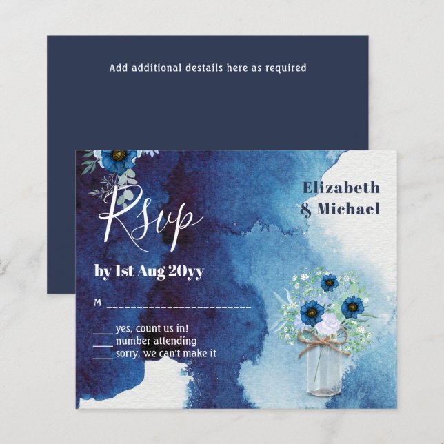 Lámina PRESUPUESTO Dusto Azul Floral RSVP Monocromático (Anverso / Reverso)