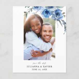 Lámina Presupuesto Dusty Blue & B Floral Save the Date Fo