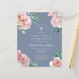 Lámina Presupuesto Dusty Blue Floral Peonies Primera Comu