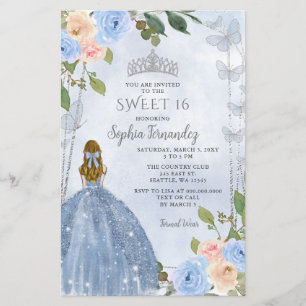 Lámina Presupuesto Dusty Blue Floral Princesa Dulces 16