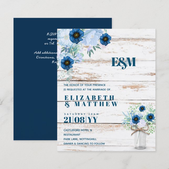 Lámina PRESUPUESTO Dusty Blue Floral Wedding (Anverso / Reverso)
