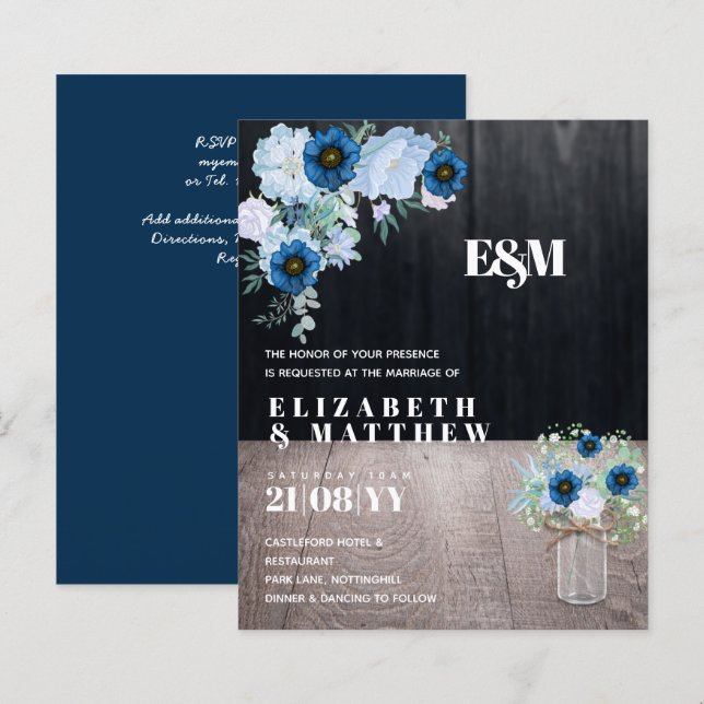 Lámina PRESUPUESTO Dusty Blue Floral Wedding (Anverso / Reverso)