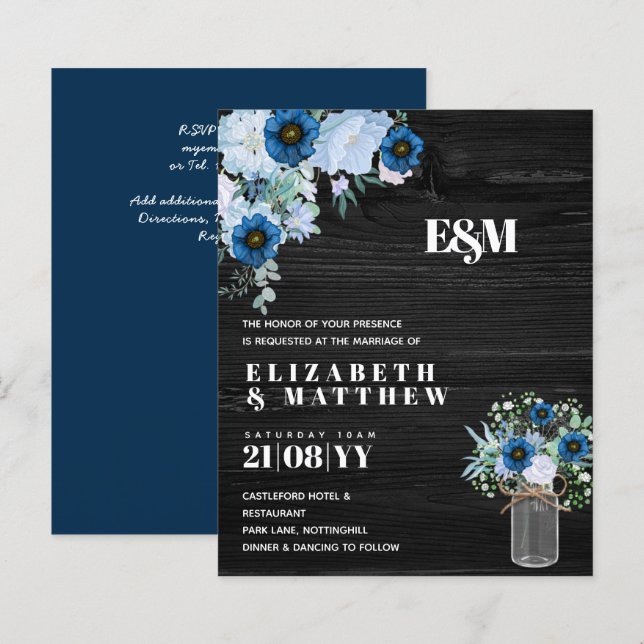 Lámina PRESUPUESTO Dusty Blue Floral Wedding (Anverso / Reverso)