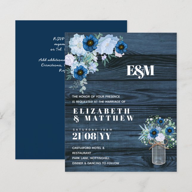 Lámina PRESUPUESTO Dusty Blue Floral Wedding (Anverso / Reverso)
