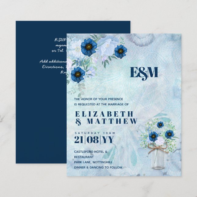 Lámina PRESUPUESTO Dusty Blue Floral Wedding (Anverso / Reverso)