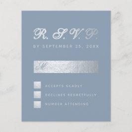 Lámina Presupuesto Dusty Blue Silver Caligrafía Boda RSVP