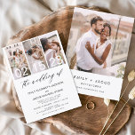 Lámina Presupuesto El Boda de la invitación fotográfica M<br><div class="desc">El Boda de Collage de fotos Moderno Elegante Cuatro (4) y Invitación a la Boda Minimalista con Fecha Grande. Las tarjetas de Invitación a la Boda contienen una tipografía moderna que son elegantes,  simples y modernas para usar después de la minimalista celebración del día de la boda.</div>