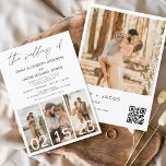 Lámina Presupuesto El Boda del código QR Minimalista<br><div class="desc">El Boda de Modern Elegant Four (4) Collage de fotos y Gran Fecha QR código Invitación a la boda Minimalista. Las tarjetas de Invitación a la Boda contienen una tipografía moderna que son elegantes,  simples y modernas para usar después de la minimalista celebración del día de la boda.</div>