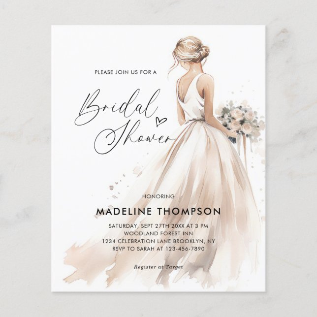 Lámina PRESUPUESTO Elegante Boda de novia ducha de novia (Anverso)