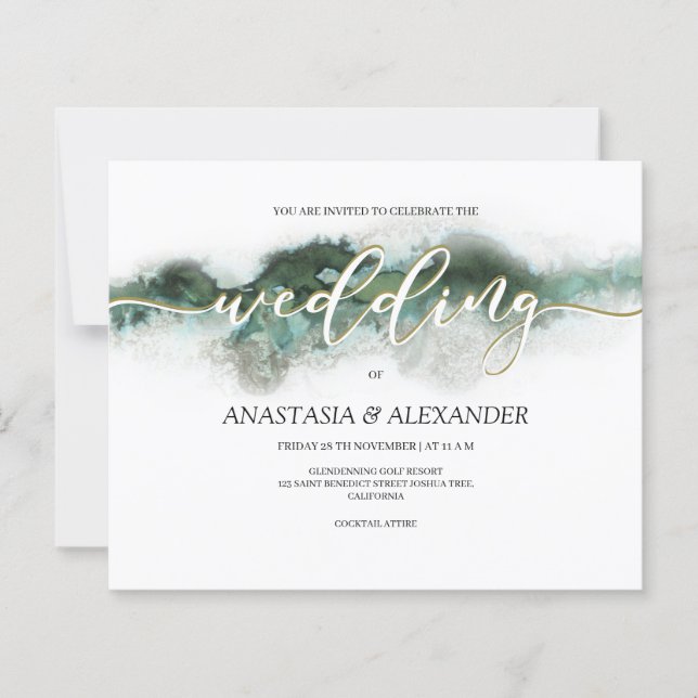 Lámina PRESUPUESTO/Elegante invitación a la boda acuarela (Anverso)
