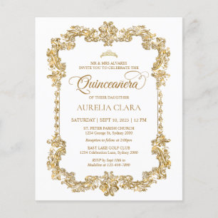 Lámina PRESUPUESTO Elegante Marfil Blanco Oro Tiara Quinc