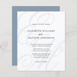 Lámina PRESUPUESTO Elegante Script Dusty Blue Monogram Bo