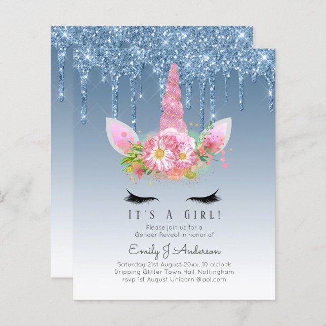 Lámina PRESUPUESTO Es un Purpurinoso Chica Unicorn Baby S (Anverso / Reverso)